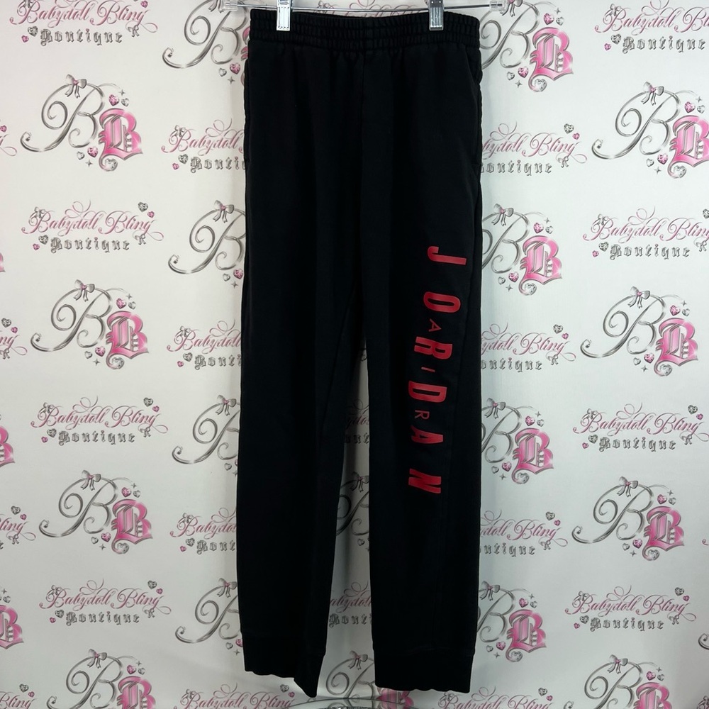 Jordan Black Joggers with Red Lettering